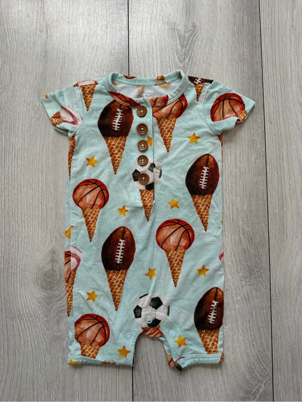 Posh Peanut Light Blue Sports Ice Cream Print One-Piece